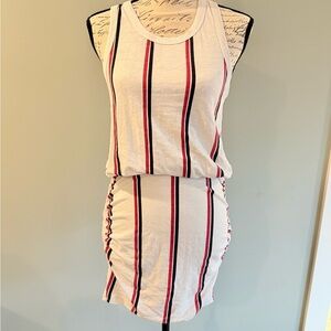 Sundry Mini Scrunch Dress, white with red and navy stripes. Size 1